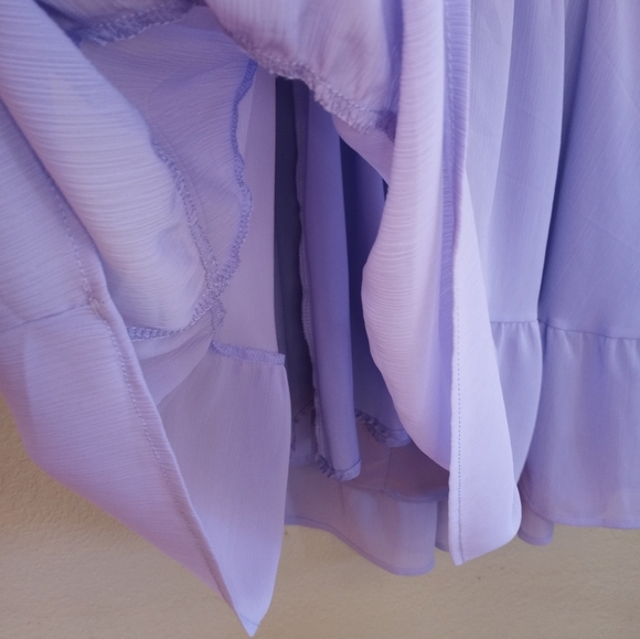 Exlura Square Neck Coquette Girl Puff Sleeve Purple Adjustable Tie Back Mini XS - Picture 7 of 7